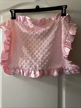 Mud Pie Baby Pink Minky Blanket with Satin Ruffle